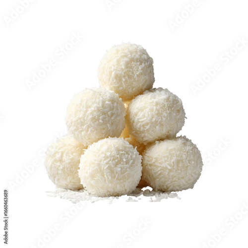Delicious Coconut Snowballs Arranged in a Pyramid Shape