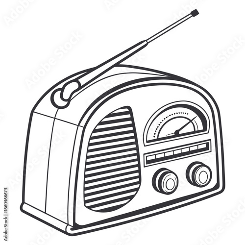 radio outline retro music device line art