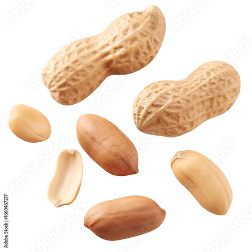 Whole shelled and unshelled peanuts isolated on a transparent background whole peanuts