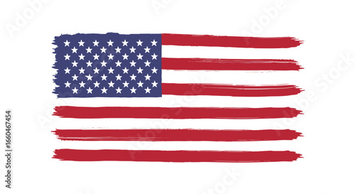 Artistic brush stroke united states flag on white background