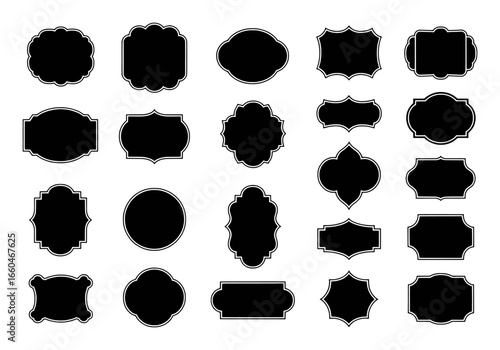 Collection of Decorative Black and White Label and Frame Shapes