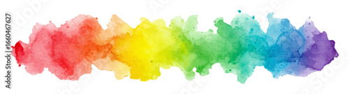 Abstract Powder Splatted Stain Grunge Rainbow Colorful Long Stroke Isolated Hand Drawn Watercolor Painting Illustration