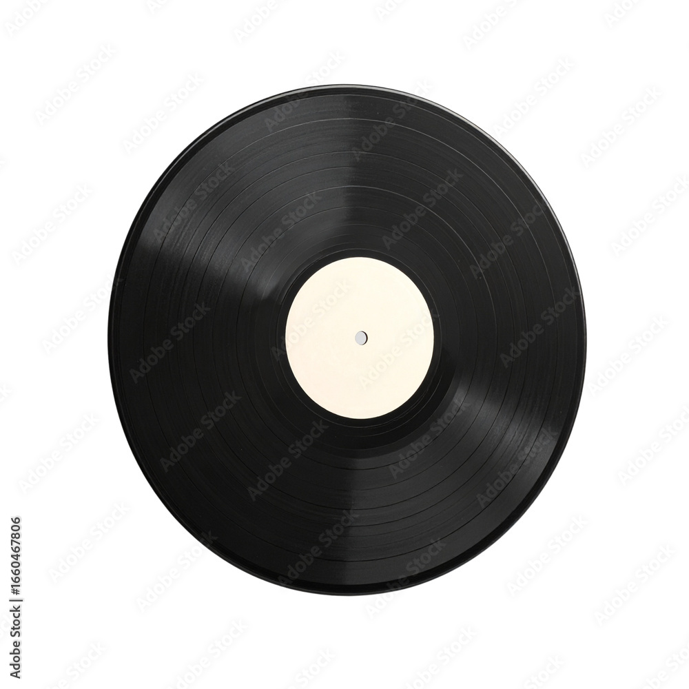 Obraz premium Vinyl Record Leaning Against Wall with Reflected Light, Angled Side View, Transparent Background PNG