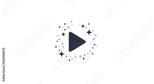 Play button with sparkling elements