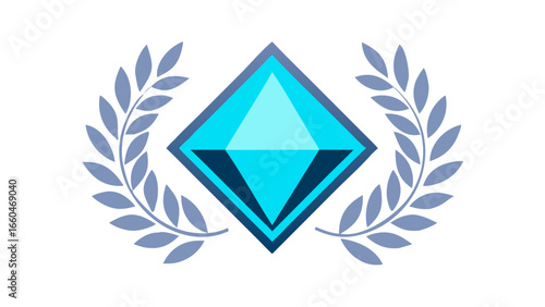 Diamond laurel award vector graphic design illustration gem stone crystal treasure quality brilliant shiny icon