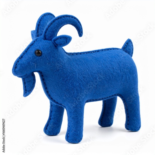 blue felt fabric sheep isolated on white background