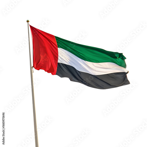 Wallpaper Mural United arab emirates flag waving on a flagpole isolated on transparent background Torontodigital.ca