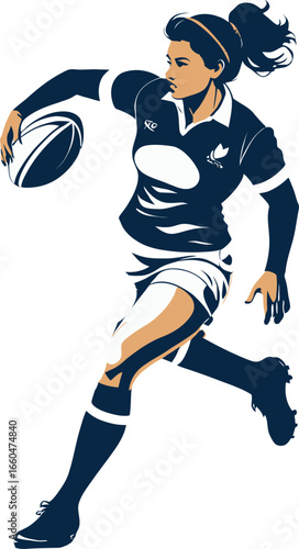 rugby player girl in blue dress vector editable file jpg file 