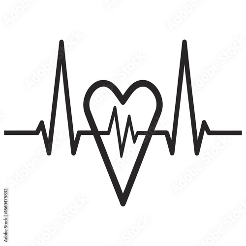 Heartbeat ECG Line with Heart Icon | Medical Vector Design