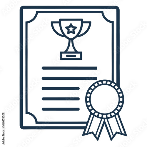Certificate with Trophy Icon | Award Achievement Recognition Vector Illustration