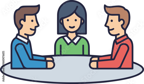 Business people meeting in office cartoon illustration with businessman and businesswoman