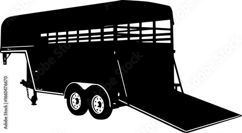 Horse Trailer Detailed Vector Clipart
