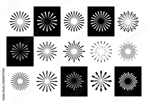 Collection of Sunburst and Starburst Graphic Elements