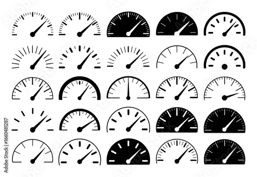 Collection of Various Speedometer and Gauge Icons