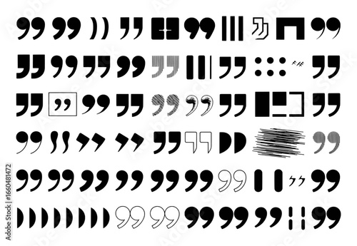 Collection of Various Quotation Mark Styles and Punctuation Symbols