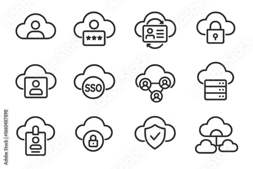 Management icons vector policy secure login enforcement access trusted identity cloud icon