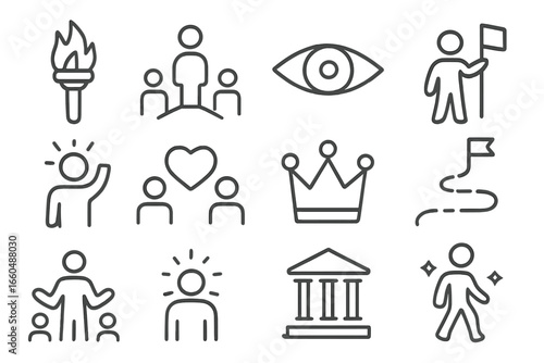 Torch leadership leading crown vector icon vision grid icons symbol leader servant