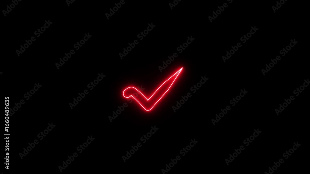 Neon Correct Glowing neon Check mark symbol. approved tick mark icon, Check mark ...