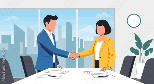 Business People Shaking Hands Concluding an Agreement Meeting