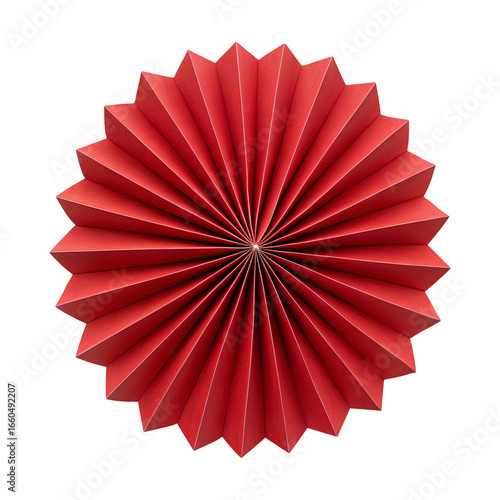 Wallpaper Mural Red paper fan for party decoration with accordion folds in circular design isolated on black Torontodigital.ca