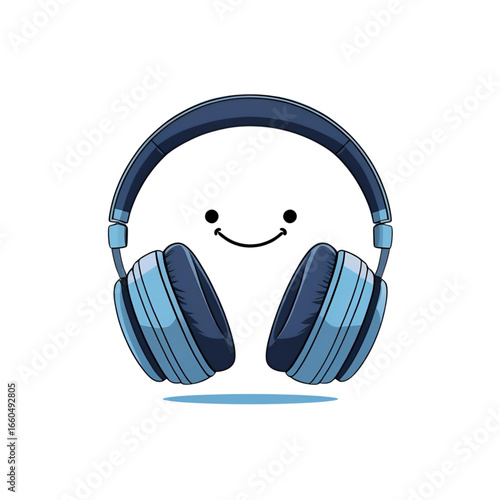 Black stereo headphones on a white background for listening to music