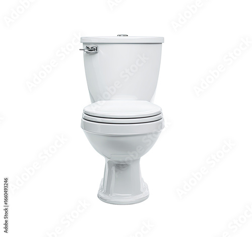 White toilet, classic design,  front view