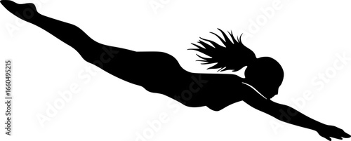 Woman Diving silhouette vector illustration isolated on white background 