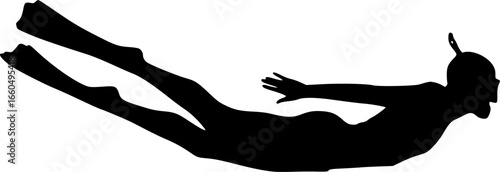 Freediving Silhouette Vector silhouette illustration isolated on white back ground 
