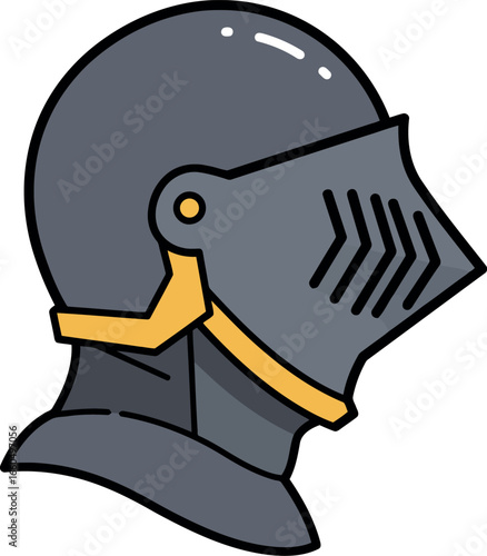 Medieval knight helmet armory warrior head protection armor vector