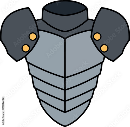 Medieval knight armor chestplate fantasy warrior battle gear illustration vector