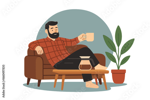 Vector illustration depicting the concept of idleness or taking a pause