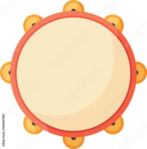 Vibrant tambourine musical instrument percussion rhythm celebration festive vector