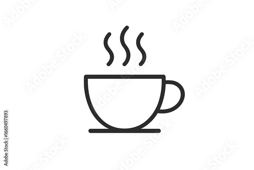 A minimalist outline of a steaming cup of hot coffee