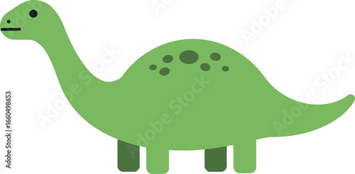 Cute green cartoon brontosaurus dinosaur illustration for kids vector