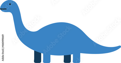 Cute blue dinosaur brontosaurus vector illustration for kids vector