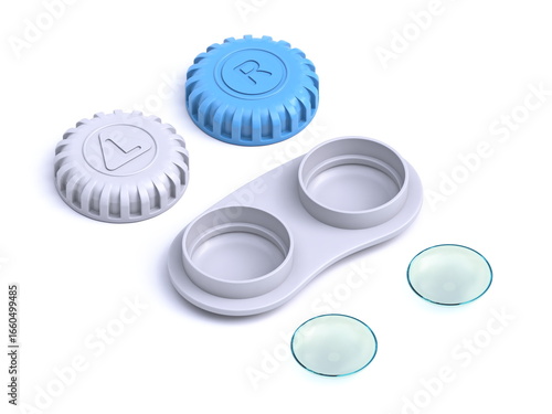 Eye lenses, lens case opened 3D