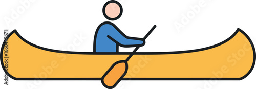 Person canoeing serene water vector art minimalist outdoor recreation vector