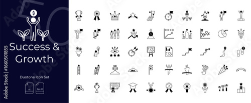 Success And Growth duotone editable icon set