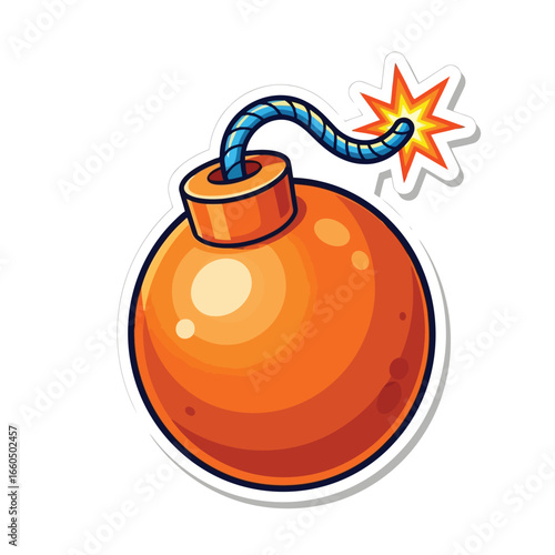 Vector art of cartoon bomb with a lit fuse