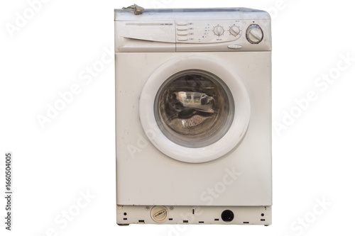 old washing machine isolated on white background