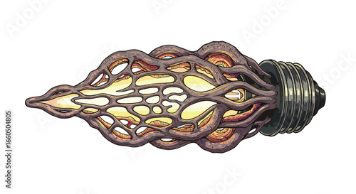 Intricate organic light bulb design with futuristic structure