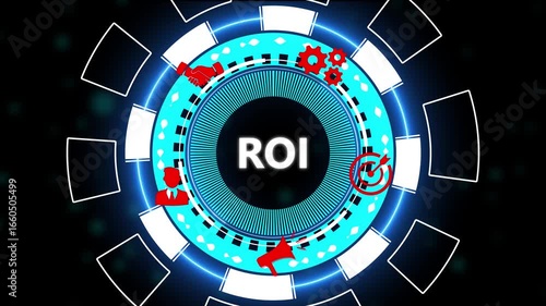 ROI Return on investment financial growth concept. ROI (Return on Investment) measures the profitability or efficiency of an investment by comparing the net gains to the initial cost.