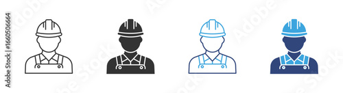 Construction worker icon  of builder with safety helmet , vector illustration 