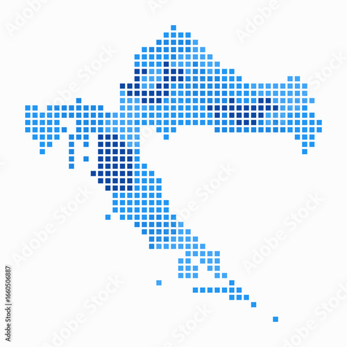 Croatia dotted map. Digital style map of the country on white background. Croatia shape with square dots. Colored dots style. Large size squares. Beautiful vector illustration.