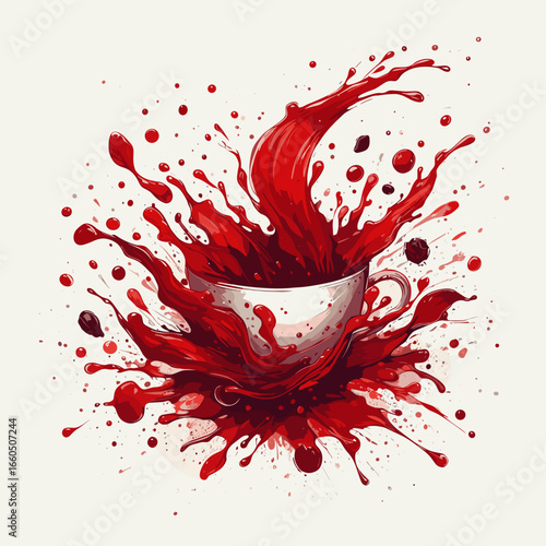 Scarlet Bloom flat color vector illustration