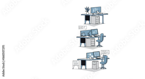 Modern office workstations with technology and minimalist design