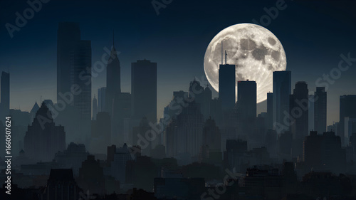 Full Moon over City