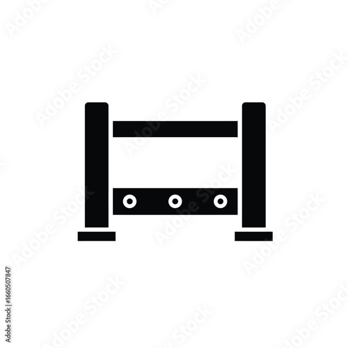 Black horizontal bar with circular cutouts white circles