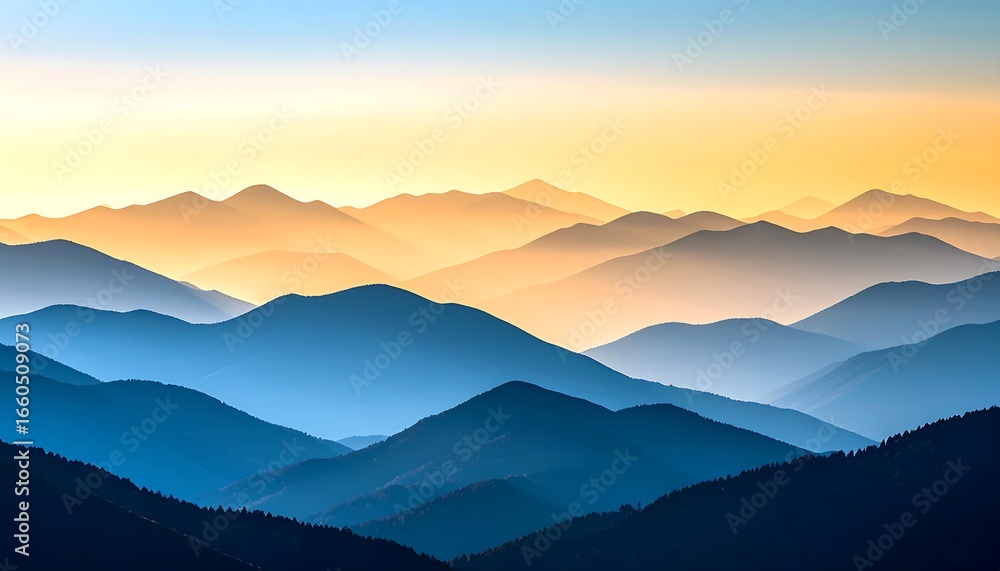 Obraz premium Sunrise Mountain Range Panorama.