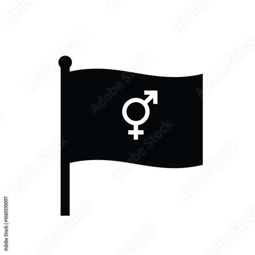 Black flag with gender symbol white